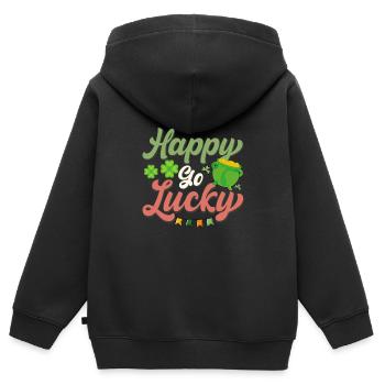 St Paddy’s St Patricksday St Patrick Day - Sweat Premium à capuche zippé enfant bio - noir - Dos - AI Model Kid Male (0cm)