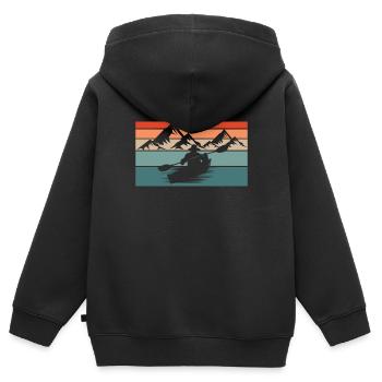 Sports nautiques en kayak - Sweat Premium à capuche zippé enfant bio - noir - Dos - AI Model Kid Male (0cm)