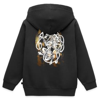 FENRIR Wolf - Odin - Vintage - usedlook - Sweat Premium à capuche zippé enfant bio - noir - Dos - AI Model Kid Male (0cm)