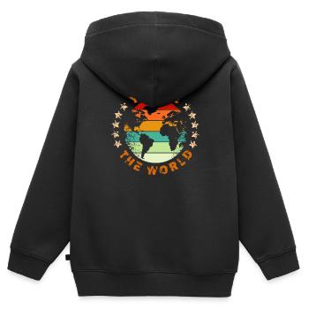 Nous sommes le monde - Sweat Premium à capuche zippé enfant bio - noir - Dos - AI Model Kid Male (0cm)