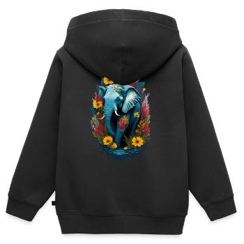 Niedlicher Elefant - Kinder Premium Organic Zip Hoodie - Schwarz - Hinten - AI Model Kid Male (0cm)