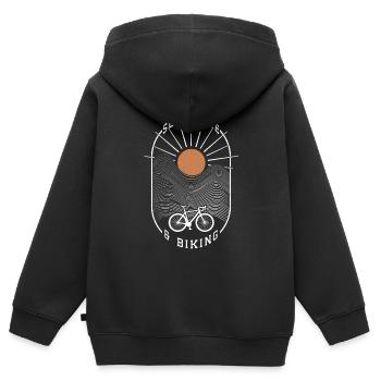 Sunshine & Biking, Design pour l'été et le vélo - Sweat Premium à capuche zippé enfant bio - noir - Dos - AI Model Kid Male (0cm)