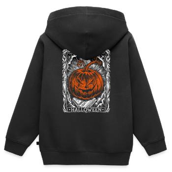 Halloween-Kürbis-Tarotkarte, Herbst - Kinder Premium Organic Zip Hoodie - Schwarz - Hinten - AI Model Kid Male (0cm)