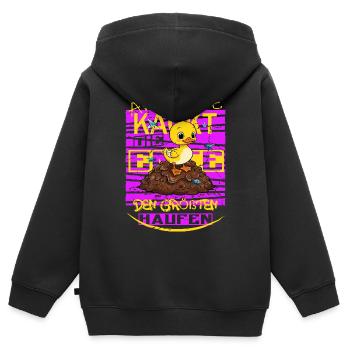 Caca de canard ! - Sweat Premium à capuche zippé enfant bio - noir - Dos - AI Model Kid Male (0cm)