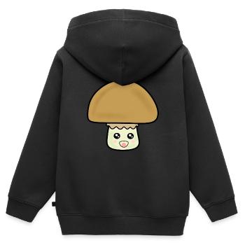 Pilz Champignon cute mit Gesicht - Kinder Premium Organic Zip Hoodie - Schwarz - Hinten - AI Model Kid Male (0cm)