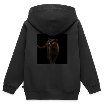 chat noir chat chaton - Sweat Premium à capuche zippé enfant bio - noir - Dos - AI Model Kid Male (0cm)