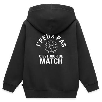 handball je peux pas c est match handball - Sweat Premium à capuche zippé enfant bio - noir - Dos - AI Model Kid Male (0cm)
