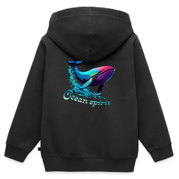 Geist des Ozeans. Wal - Kinder Premium Organic Zip Hoodie - Schwarz - Hinten - AI Model Kid Male (0cm)