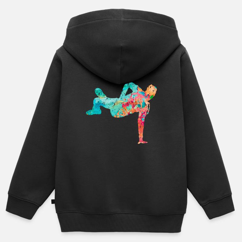 Breakdance Breakdancer PopArt - Sweat Premium à capuche zippé enfant bio - noir