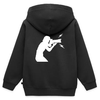 Fotograf - Kinder Premium Organic Zip Hoodie - Schwarz - Hinten - AI Model Kid Male (0cm)