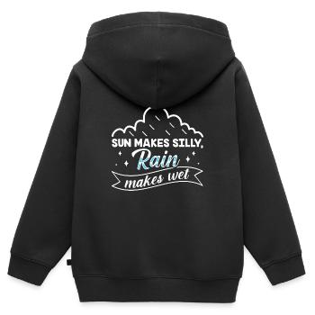 La pluie rend ridicule, le soleil rend humide - Sweat Premium à capuche zippé enfant bio - noir - Dos - AI Model Kid Male (0cm)