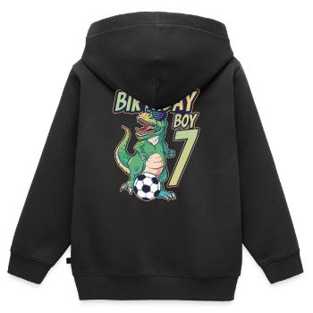 7. Geburtstag Junge Dinosaurier Fußball 7 Jahre - Kinder Premium Organic Zip Hoodie - Schwarz - Hinten - AI Model Kid Male (0cm)