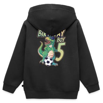 5. Geburtstag Junge Dinosaurier Fußball 5 Jahre - Kinder Premium Organic Zip Hoodie - Schwarz - Hinten - AI Model Kid Male (0cm)