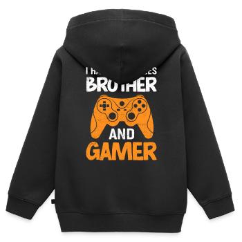 Brother and Gamer - Lustiges Gaming Design für Brü - Kinder Premium Organic Zip Hoodie - Schwarz - Hinten - AI Model Kid Male (0cm)
