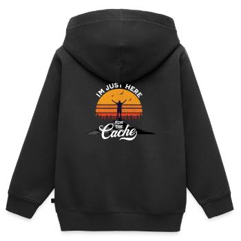 Geocaching - Just Here For The Cache - Kids Premium Organic Zip-up Hoodie - black - Back - AI Model Kid Male (0cm)