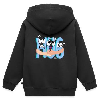 Blue Cartoon Cuddle - Humorous - Kids Premium Organic Zip-up Hoodie - black - Back - AI Model Kid Male (0cm)