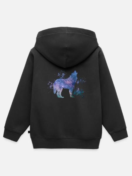 wolf - Kinder Premium zip hoodie biologisch - zwart