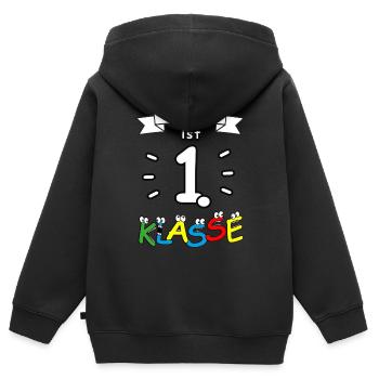Erste Klasse T-Shirt für Schulanfänger mit Name - Kinder Premium Organic Zip Hoodie - Schwarz - Hinten - AI Model Kid Male (0cm)