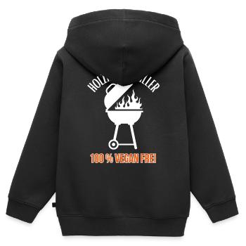 Holzkohlegriller-100 % Vegan frei-BBQ - Kinder Premium Organic Zip Hoodie - Schwarz - Hinten - AI Model Kid Male (0cm)