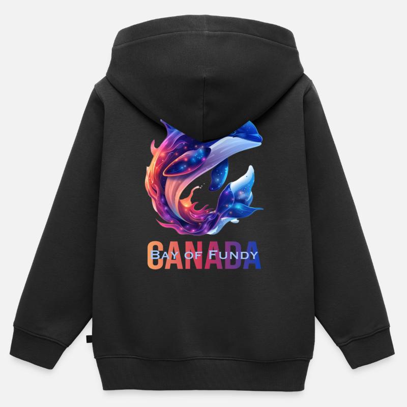 Baie Orca de Fundy - Sweat Premium à capuche zippé enfant bio - noir