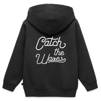 Catch the Waves - Kinder Premium Organic Zip Hoodie - Schwarz - Hinten - AI Model Kid Male (0cm)