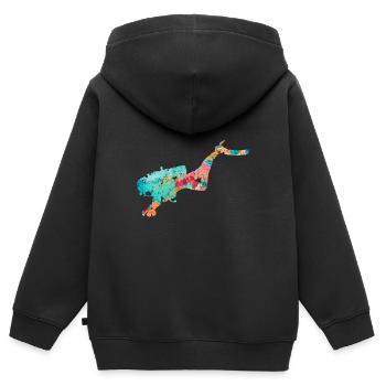 Plongeurs en haute mer et Plongeurs PopArt - Sweat Premium à capuche zippé enfant bio - noir - Dos - AI Model Kid Male (0cm)
