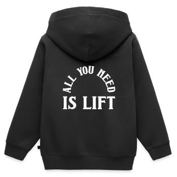 All you need is lift - Kinder Premium Organic Zip Hoodie - Schwarz - Hinten - AI Model Kid Male (0cm)