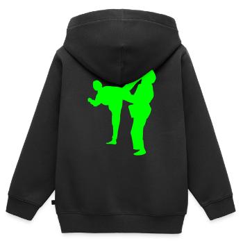 zu kämpfen! - Kinder Premium Organic Zip Hoodie - Schwarz - Hinten - AI Model Kid Male (0cm)
