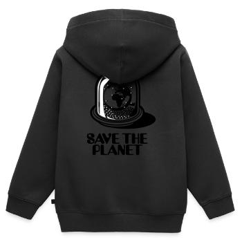 Weltkugel / World Globe - Save The Planet_2c - Kinder Premium Organic Zip Hoodie - Schwarz - Hinten - AI Model Kid Male (0cm)
