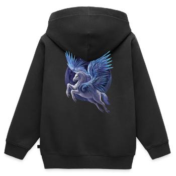 Pegasus - Kinder Premium Organic Zip Hoodie - Schwarz - Hinten - AI Model Kid Male (0cm)