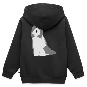 Bearded Collie - Kinder Premium Organic Zip Hoodie - Schwarz - Hinten - AI Model Kid Male (0cm)