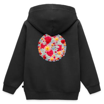 Les bouquets de fleurs - Sweat Premium à capuche zippé enfant bio - noir - Dos - AI Model Kid Male (0cm)
