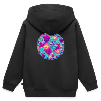 Bouquets de pop fleurs - Sweat Premium à capuche zippé enfant bio - noir - Dos - AI Model Kid Male (0cm)