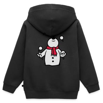 Schneemann jongliert mit Schneebällen - Kinder Premium Organic Zip Hoodie - Schwarz - Hinten - AI Model Kid Male (0cm)