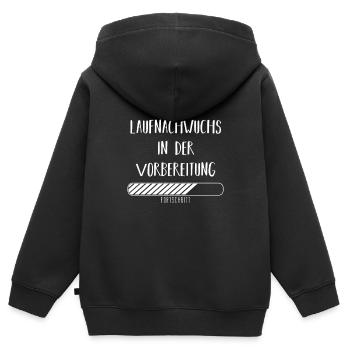 Laufnachwuchs in der Vorbereitung - Kinder Premium Organic Zip Hoodie - Schwarz - Hinten - AI Model Kid Male (0cm)