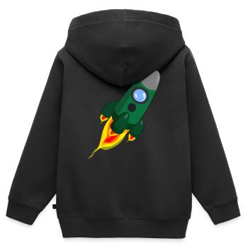Rakete - Kinder Premium Organic Zip Hoodie - Schwarz - Hinten - AI Model Kid Male (0cm)