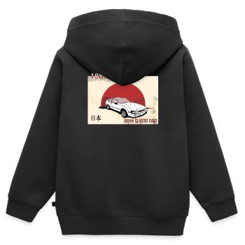 Japanische Autos, klassische Auto, oldtimer - Kinder Premium Organic Zip Hoodie - Schwarz - Hinten - AI Model Kid Male (0cm)