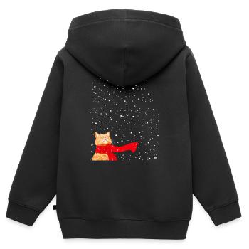 Schneekatze getigert - Kinder Premium Organic Zip Hoodie - Schwarz - Hinten - AI Model Kid Male (0cm)