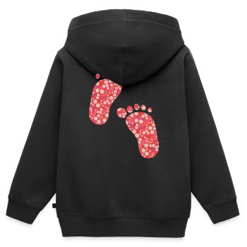 Liberty Fußabdrücke rot - Kinder Premium Organic Zip Hoodie - Schwarz - Hinten - AI Model Kid Male (0cm)