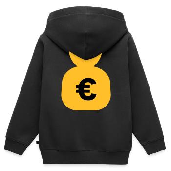 Geld Euro - Kinder Premium Organic Zip Hoodie - Schwarz - Hinten - AI Model Kid Male (0cm)