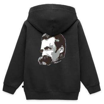 Nietzsche (3farbig) - Kinder Premium Organic Zip Hoodie - Schwarz - Hinten - AI Model Kid Male (0cm)