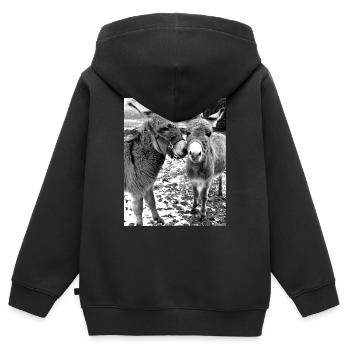 Deux ânes - Sweat Premium à capuche zippé enfant bio - noir - Dos - AI Model Kid Male (0cm)