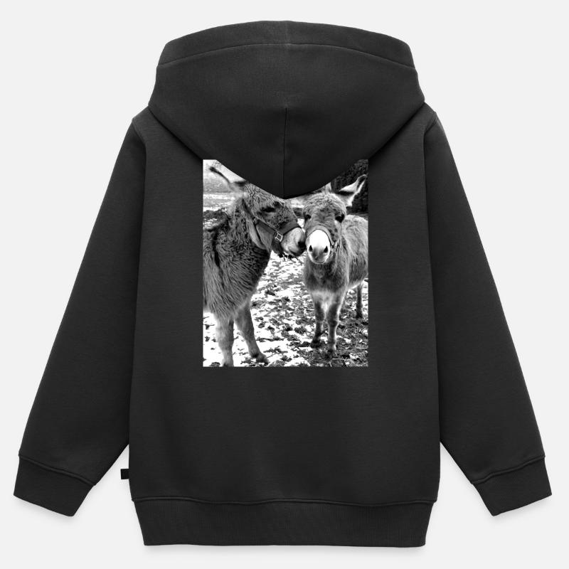 Zwei Esel - Kinder Premium Organic Zip Hoodie - Schwarz
