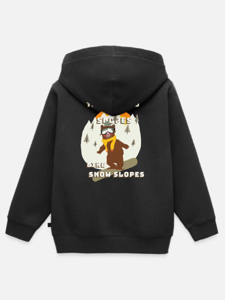 slopes - Kids Premium Organic Zip-up Hoodie - black