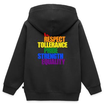 LGBT LOVE RESPECT PRIDE - Kinder Premium Organic Zip Hoodie - Schwarz - Hinten - AI Model Kid Male (0cm)