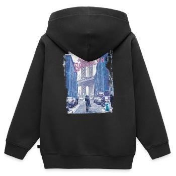 WINTER IN BROOKLYN - Kinder Premium Organic Zip Hoodie - Schwarz - Hinten - AI Model Kid Male (0cm)