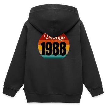Jahrgang 1988 - Kinder Premium Organic Zip Hoodie - Schwarz - Hinten - AI Model Kid Male (0cm)