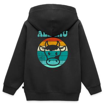 Allgäu Kuh - Kinder Premium Organic Zip Hoodie - Schwarz - Hinten - AI Model Kid Male (0cm)
