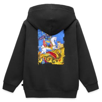 fresque orthodoxe - Sweat Premium à capuche zippé enfant bio - noir - Dos - AI Model Kid Male (0cm)