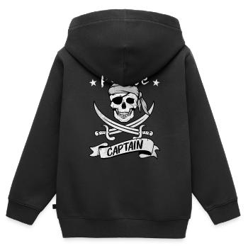 Pirates capitaine pirate pavillon pirate navigateur pirate - Sweat Premium à capuche zippé enfant bio - noir - Dos - AI Model Kid Male (0cm)